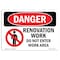 Signmission OSHA Sign, 7" Height, 10" Width, Renovation Work Do Not Enter Work Area, Landscape, DS-D-L-1749 OS-DS-D-710-L-1749 - alternate 1